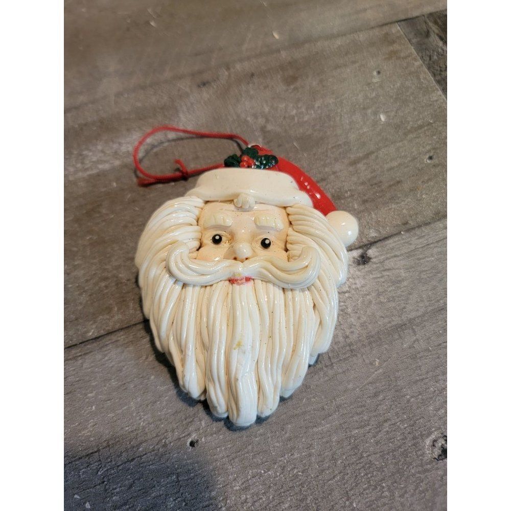 Santa head Mistletoe ornament xmas AS IS